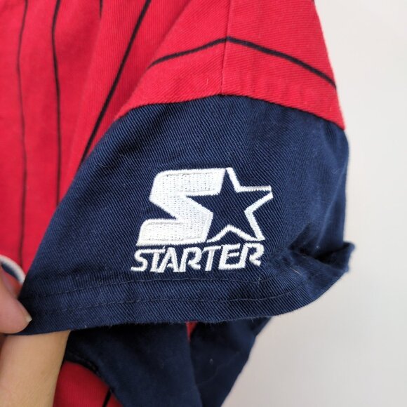 Vintage 90s Starter Houston Astros Red Pinstripe Jersey Size M MLB Genuine - Picture 4 of 9